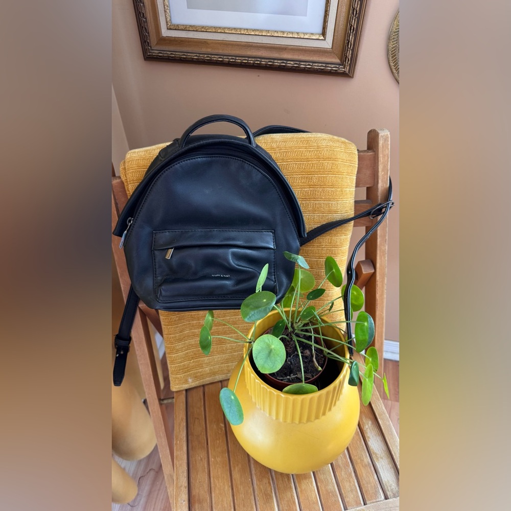 Matt & Nat Vegan Leather Mini Backpack with Front Pocket & Silver Details